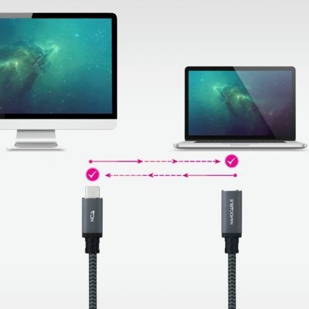 CABLE USB-C 3.2 Gen2x2 20Gbp 100W/5A MALLADO USB-C/M-H 1.5 M NEGRO NANOCABLE